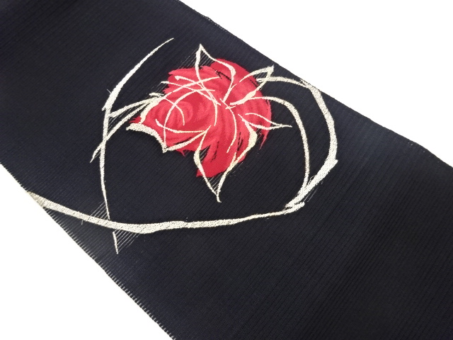 絽綴れ抽象花模様織出し名古屋帯